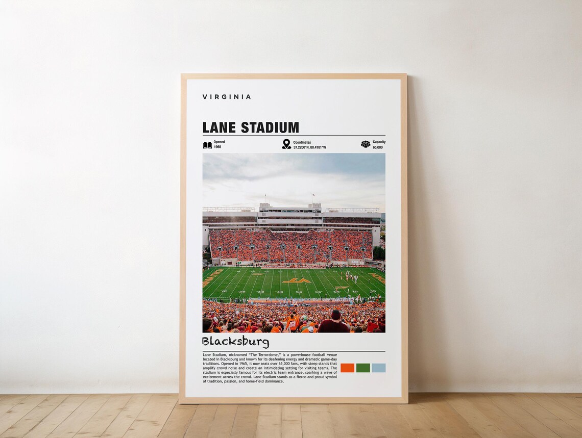 Lane Stadium Blacksburg Virginia Football Arena Game Day Poster