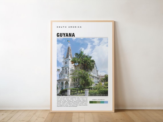 Guyana South America Colonial Building Photography Travel Poster