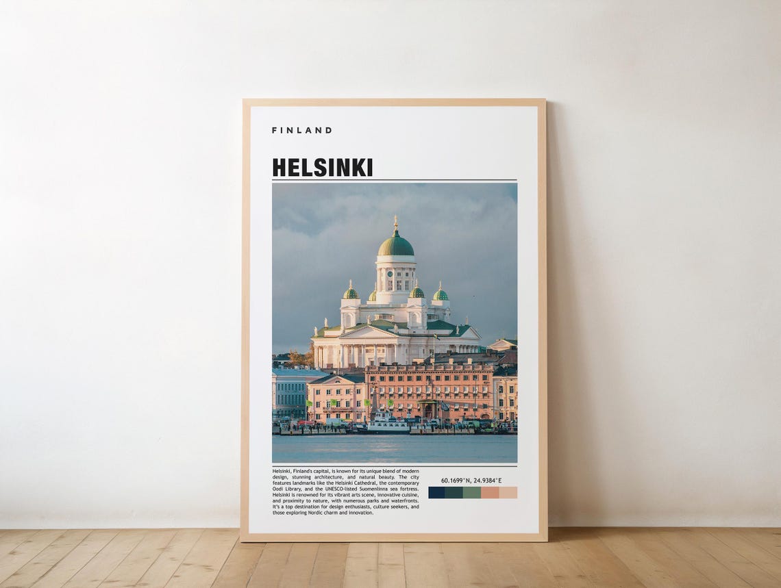 Helsinki Finland Cathedral Harbor Waterfront Photo Travel Poster