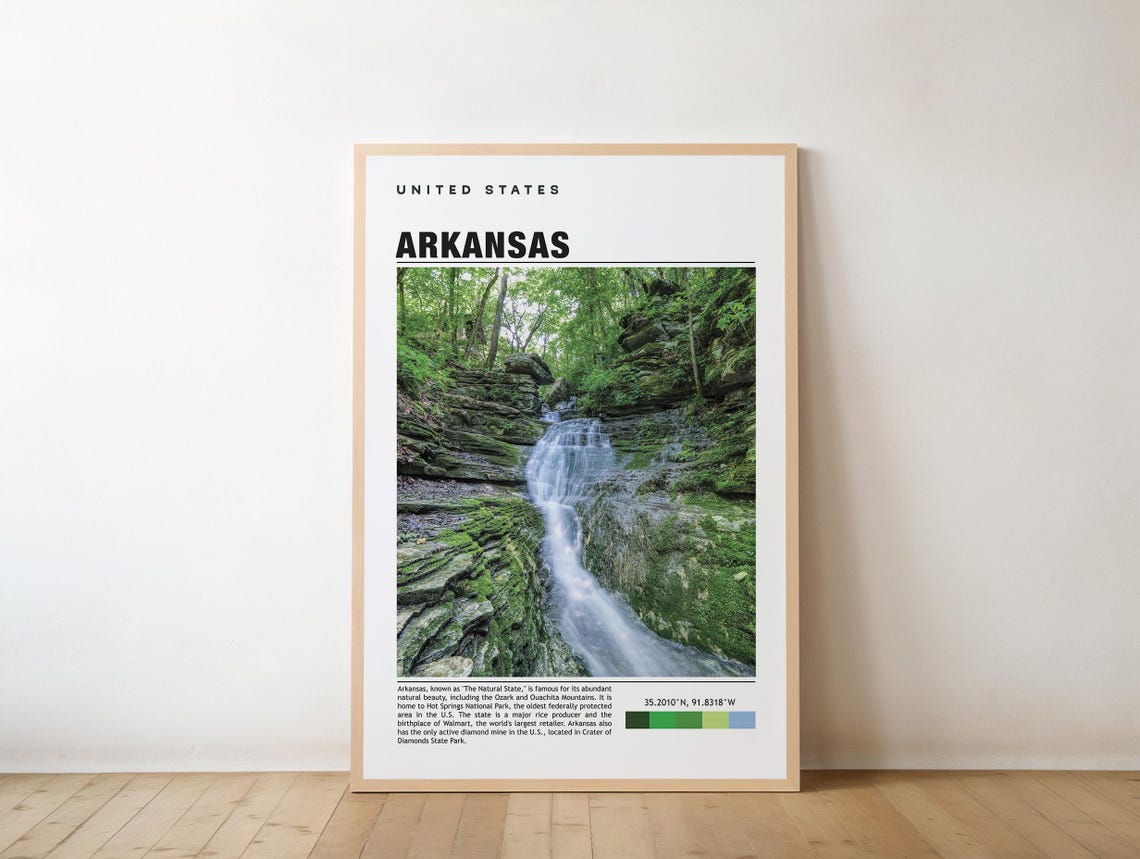 Arkansas Waterfall The Natural State Photo Travel Decor Poster