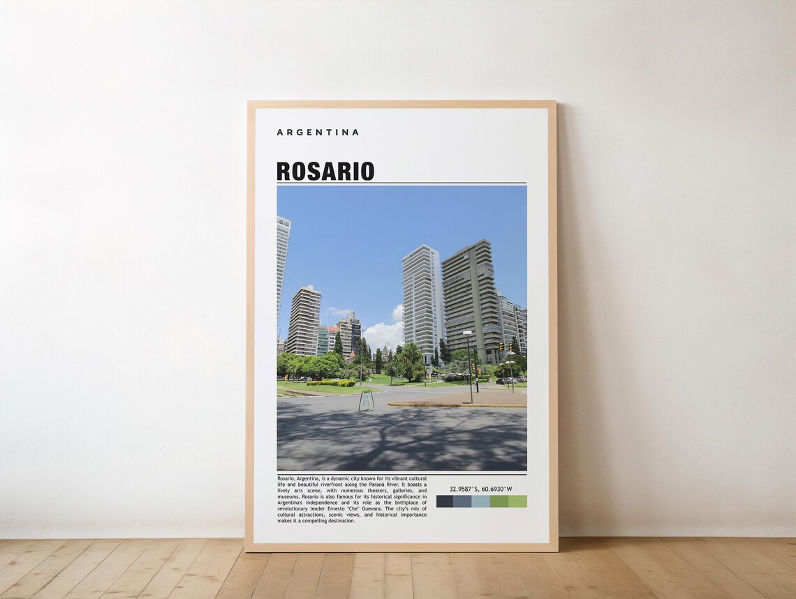 Rosario Argentina Modern Cityscape Photography Travel Poster