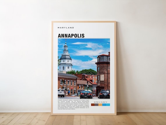 Annapolis Maryland State House Historic Downtown Travel Poster