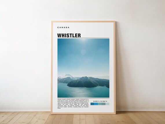 Whistler Canada Mountain Lake Peak Alpine Scenery Travel Poster