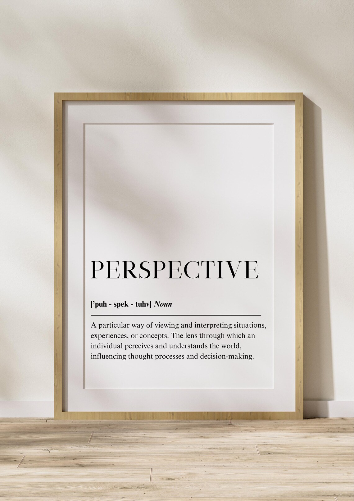 Perspective Definition Poster, Minimalist Typography Print