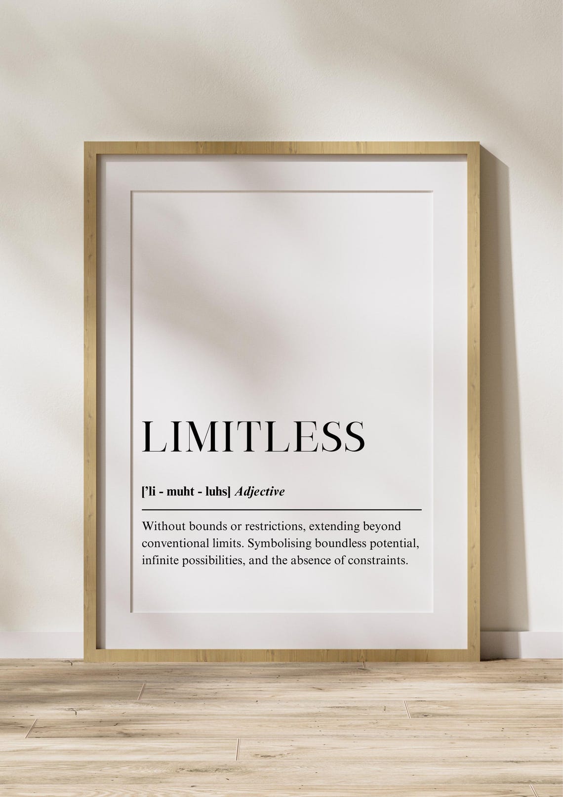 Limitless Dictionary Definition Inspirational Typography Print
