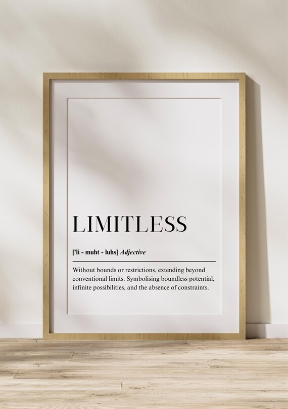 Limitless Definition Poster Motivational Quote Wall Art Growth Mindset Print For Office