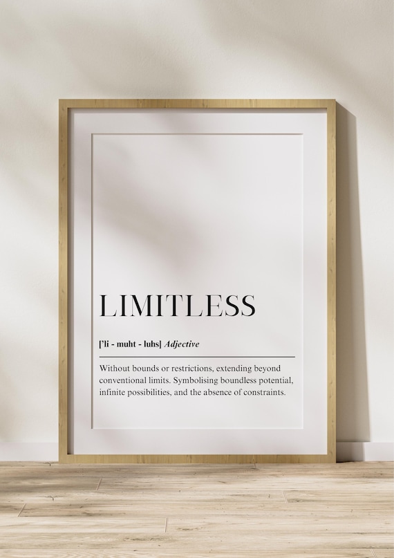 Limitless Dictionary Definition Inspirational Typography Print