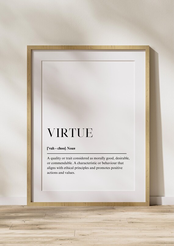 Virtue Definition Poster, Minimalist Motivational Quote