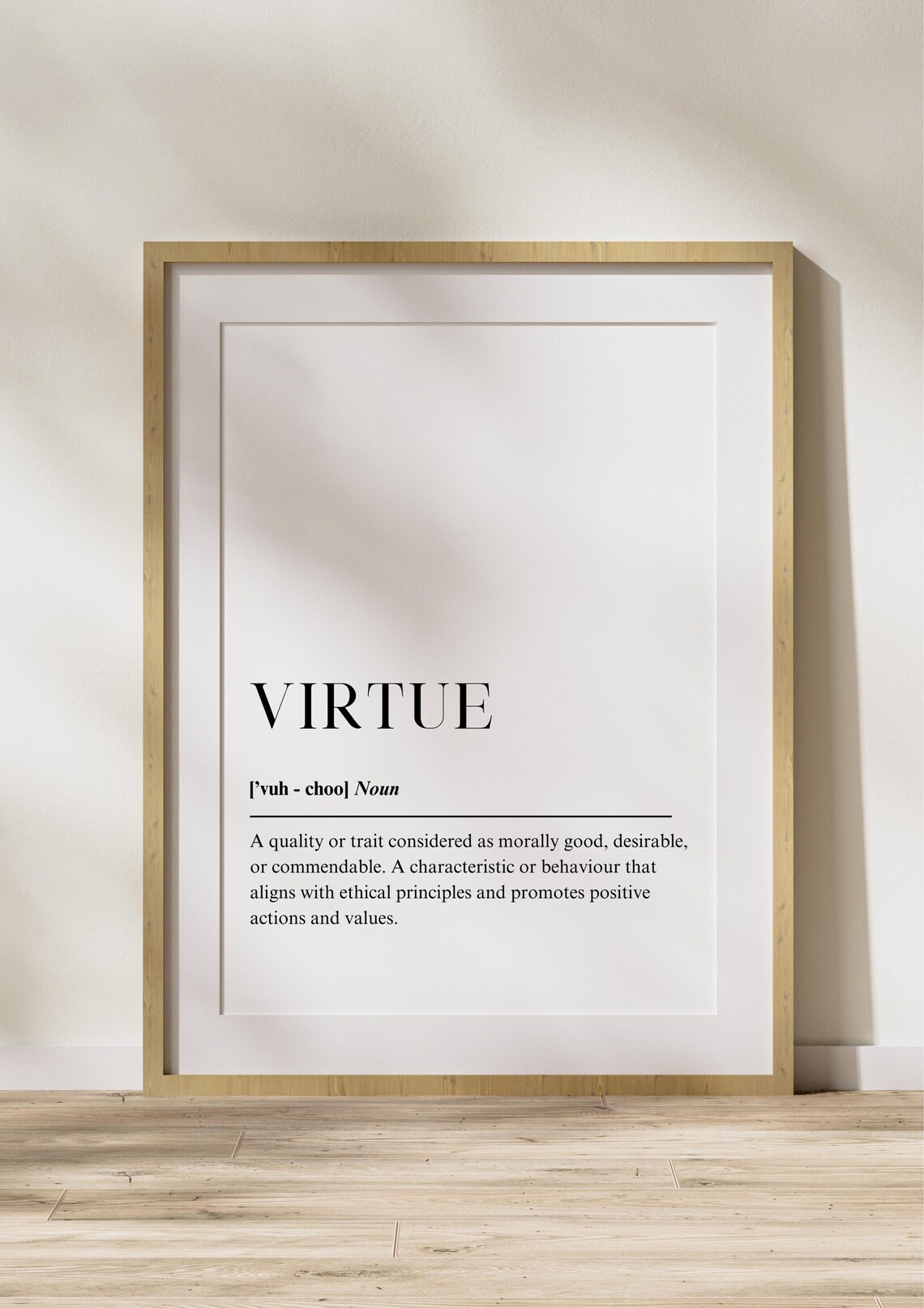 Virtue Definition Poster, Minimalist Motivational Quote