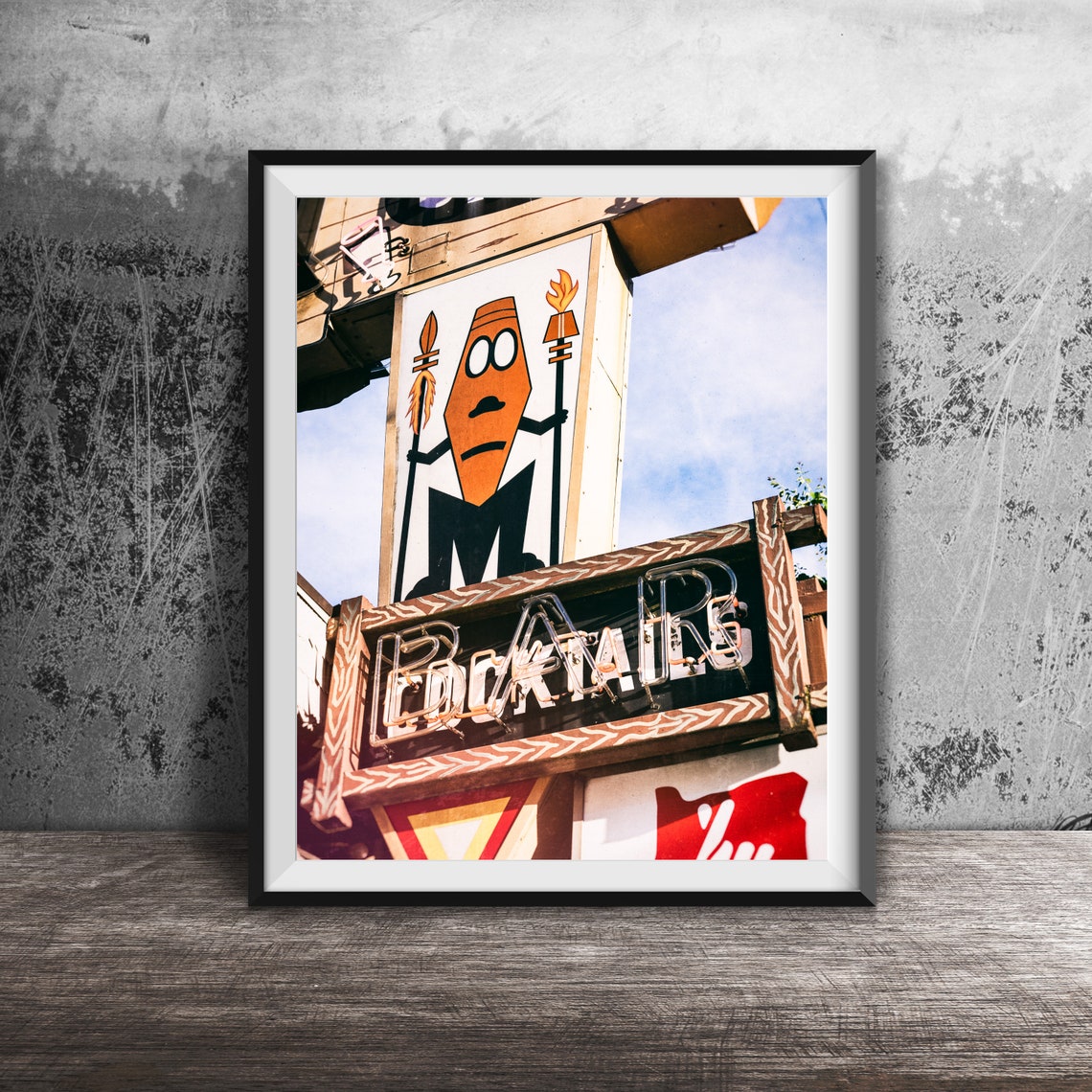 The Alibi Tiki Bar Portland Neon Cocktails Sign Photo Poster