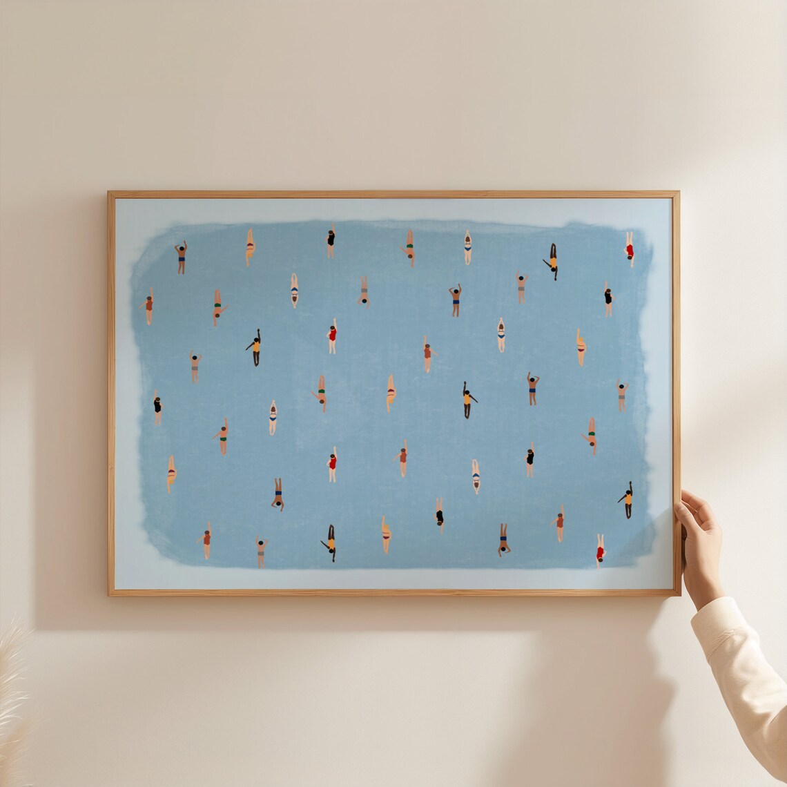 Swimming in Watercolor Print, Minimalist Pool Art