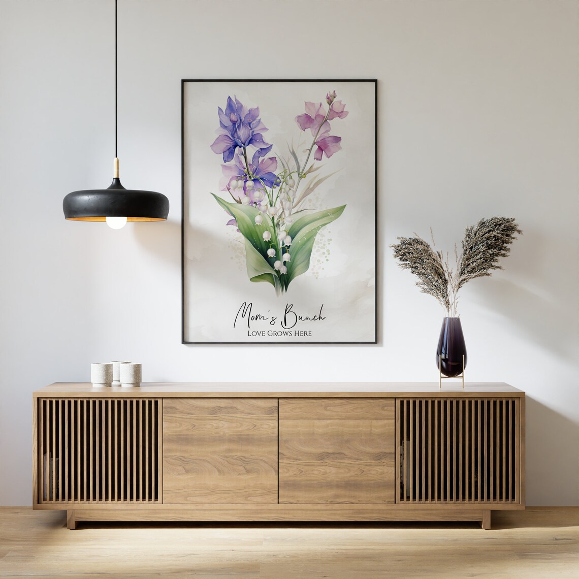 Mom's Garden Watercolor Flower Bouquet Poster Family Love Wall Decor - Image 4
