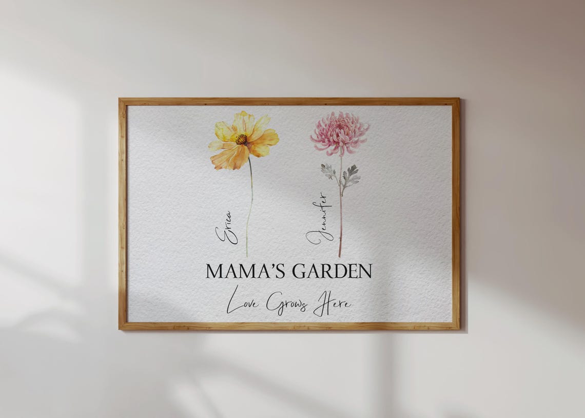 Moms Garden Love Grows Here Birth Flower Names Custom Art Poster - Image 2