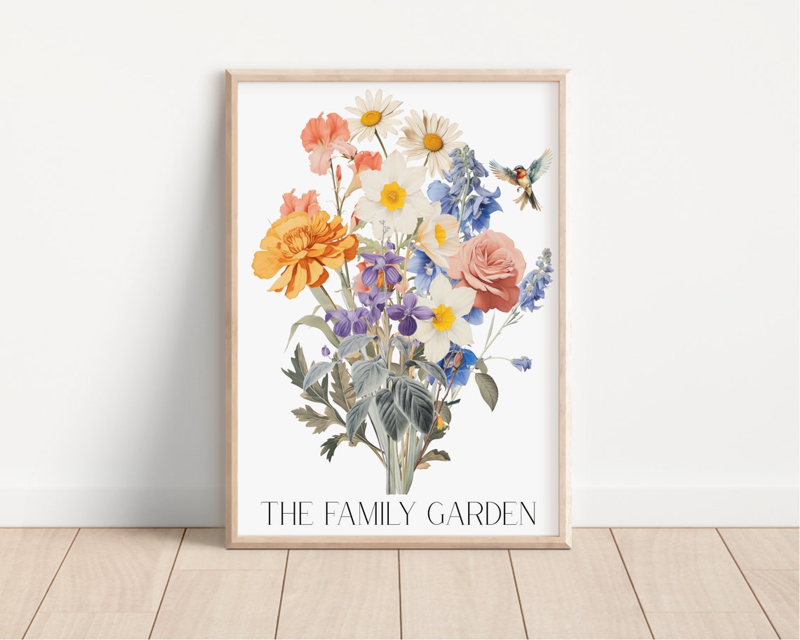 Grandmas Garden Watercolor Bouquet Rose Delphinium Daisy Poster - Image 2
