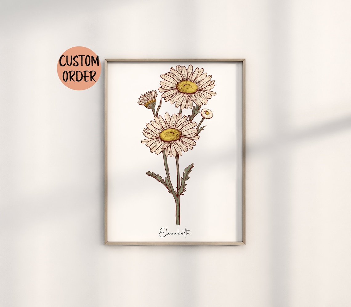 Birth Flower Art for New Baby Nursery Decor