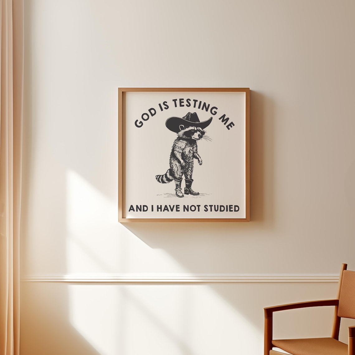 Funny Cowboy Raccoon Poster, Dark Humor Western Art - Image 3