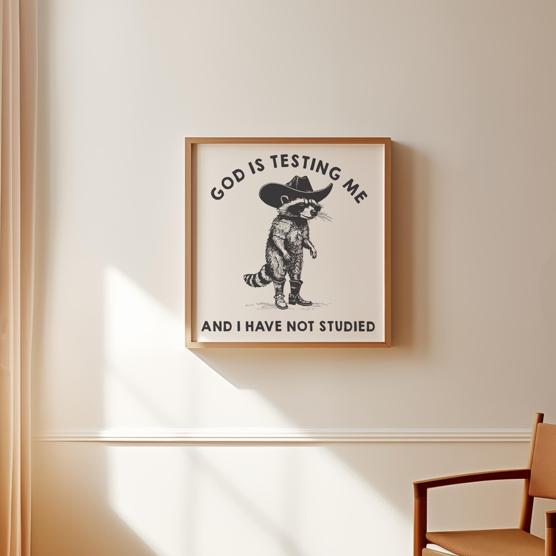 Funny Cowboy Raccoon Poster, Western Wall Art Print - Image 3