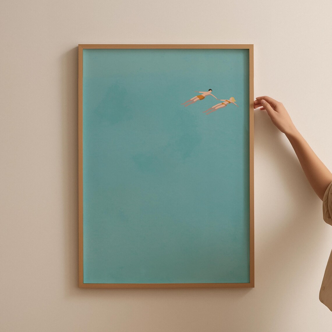 Man And Blonde Woman Floating In Pool Poster Print
