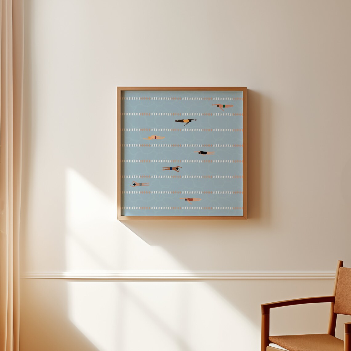 Tiny Swimmers Art Print, Minimalist Summer Poster - Image 4