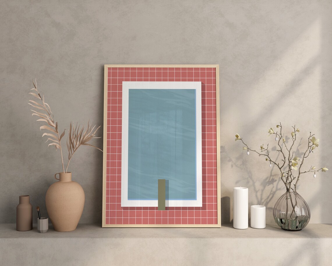 Pink Pool Summer Art Print, Swimming Pool - Image 2