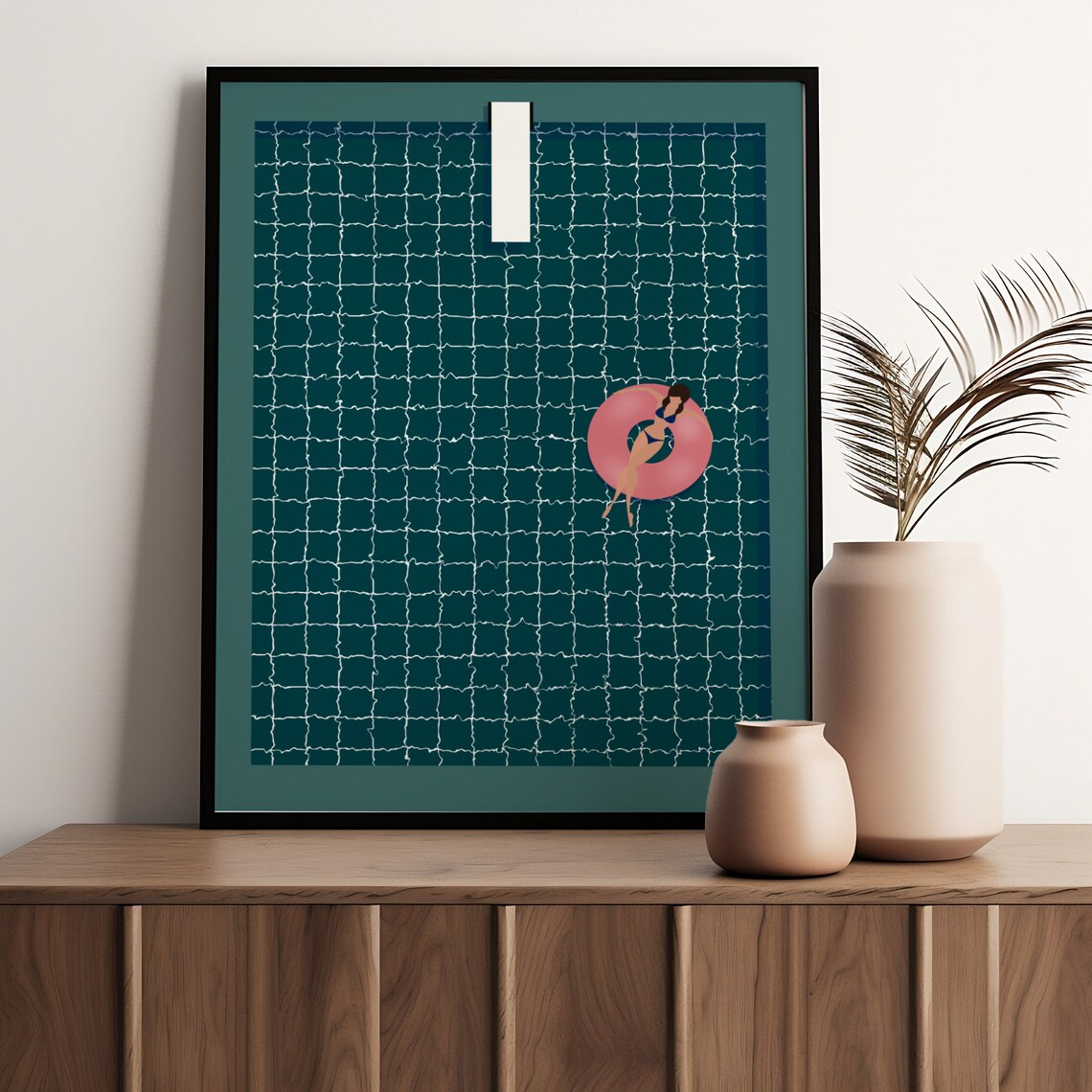 Swimming Pool Print, Woman Floating in Water - Image 3