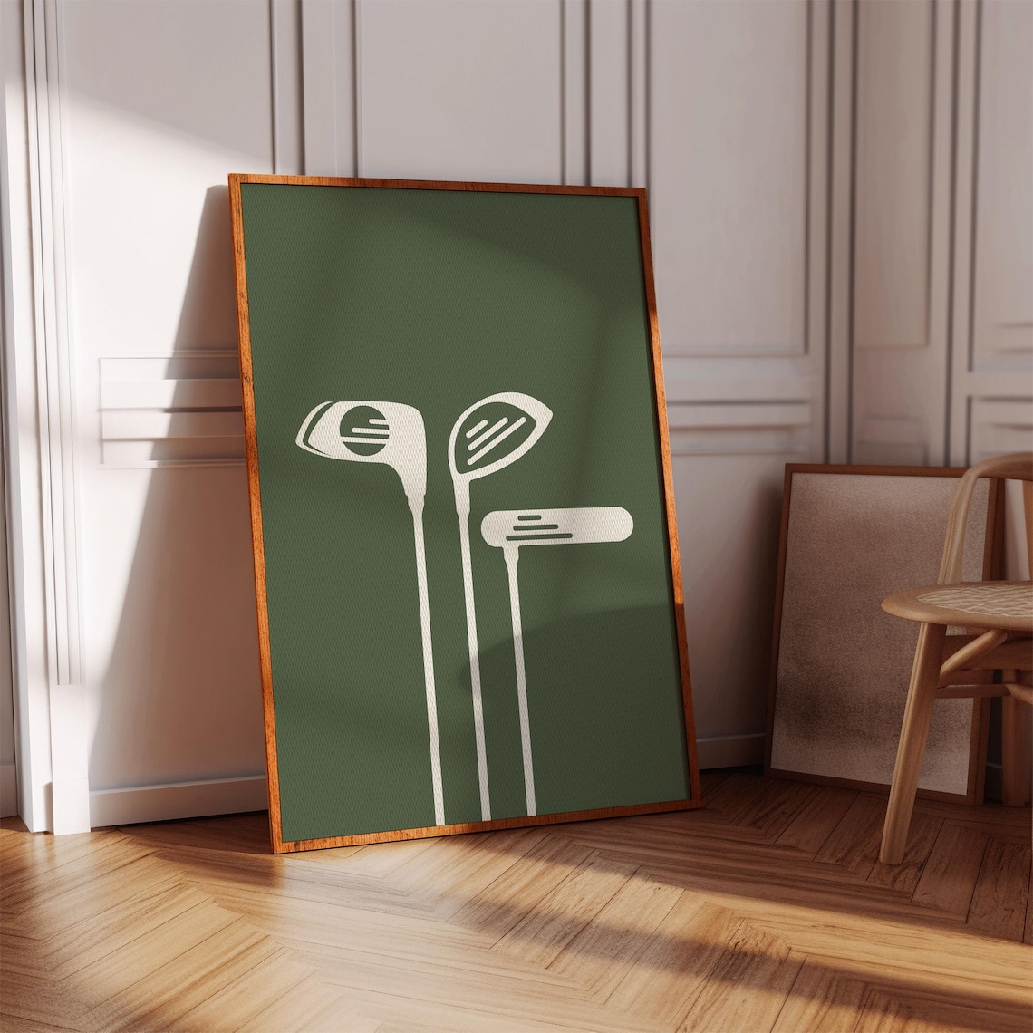Retro Golf Club Print, Forest Green Golfing Poster