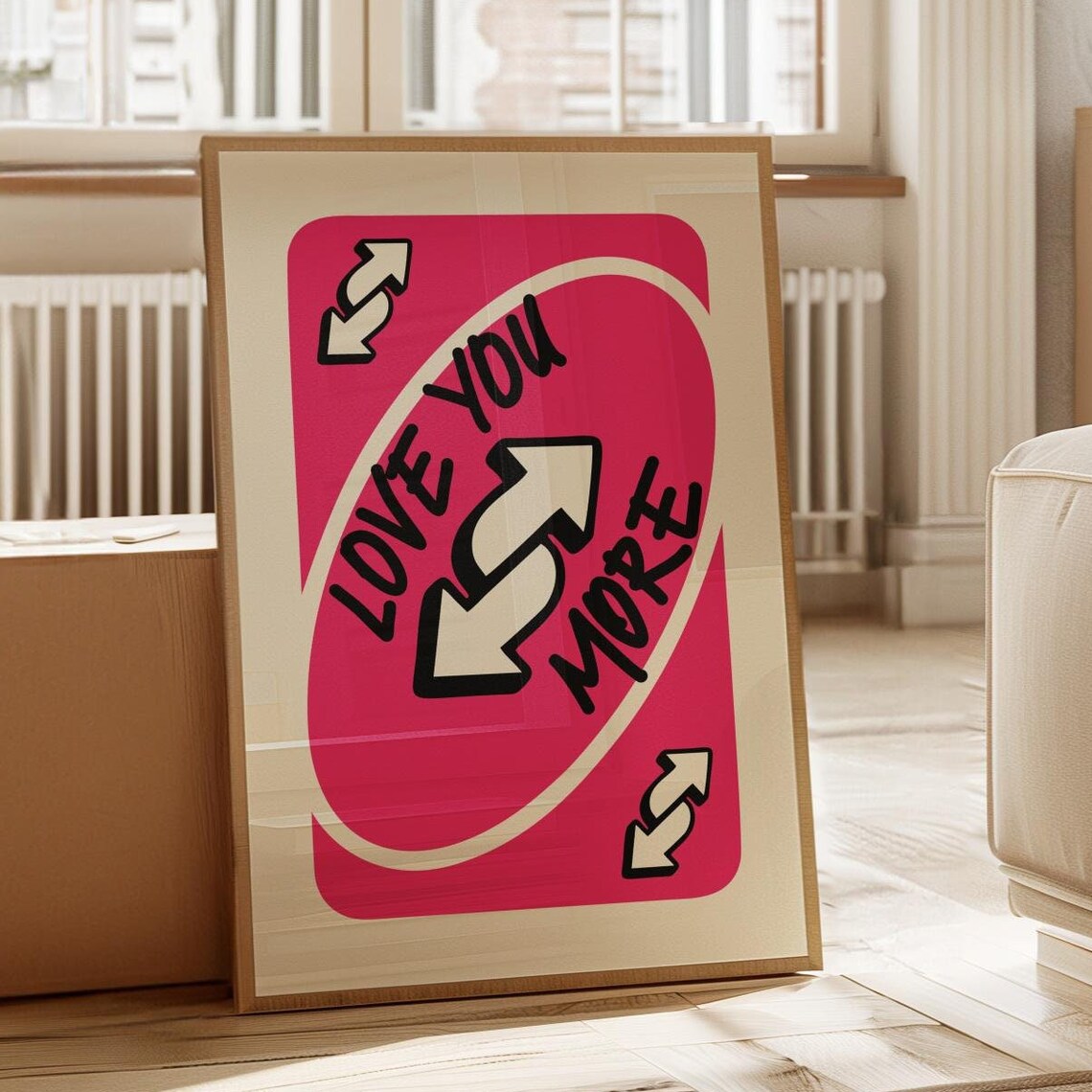 Magenta Love You More Reverse Playing Card Romantic Game Night Poster - Image 4