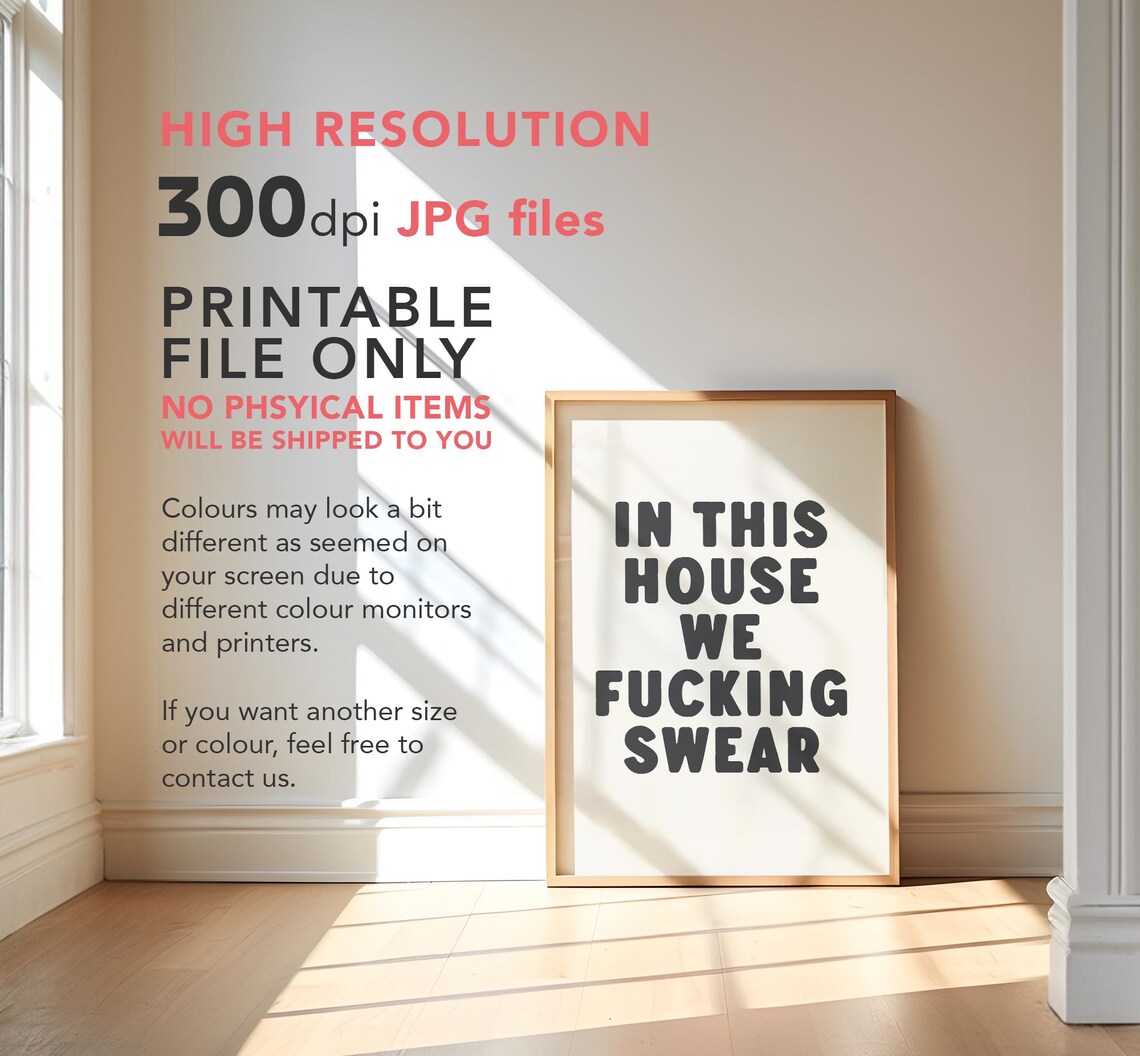 In This House We Swear Typography Art Print - Image 3