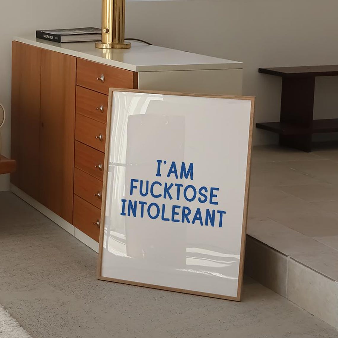I Am Fucktose Intolerant Funny Blue Pun Typography Quote Poster - Image 2