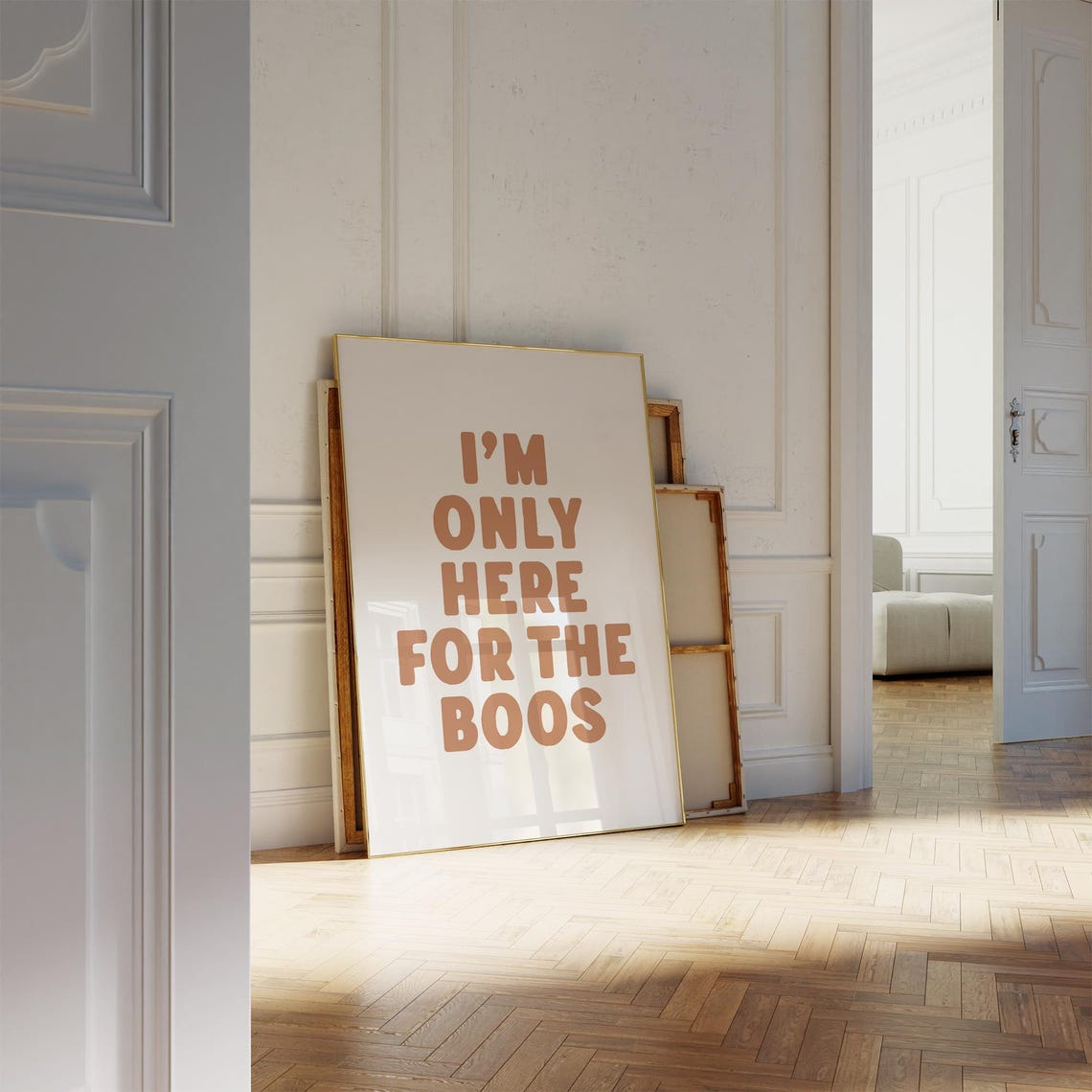 Im Only Here For The Boos Funny Halloween Tan Typography Quote Poster - Image 3