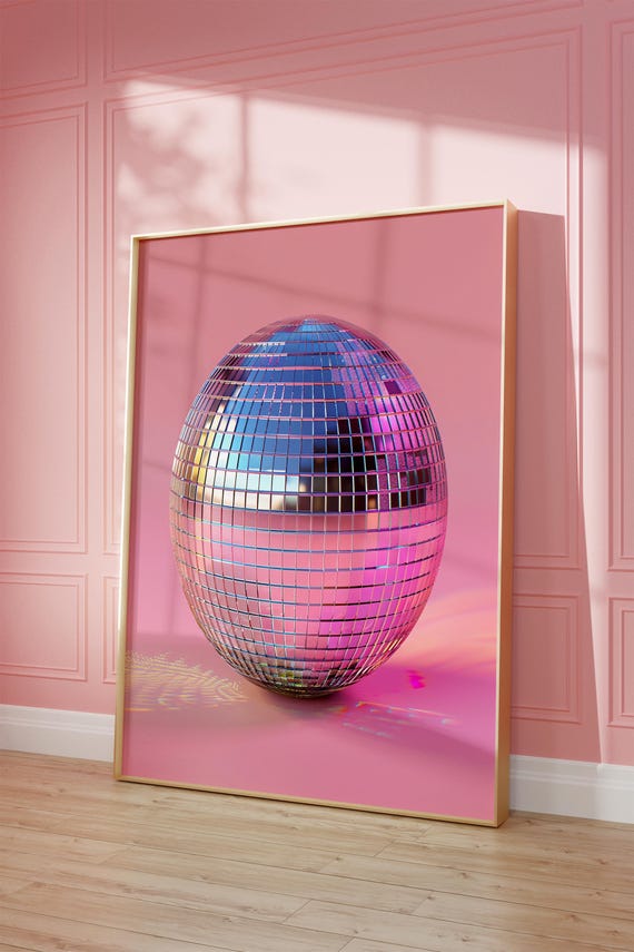 Disco Ball Wall Art Wall Art Vivid Bold Dopamine Botanical Picture Disco Ball Maximalist Oil Painting Living Room Print Y2k