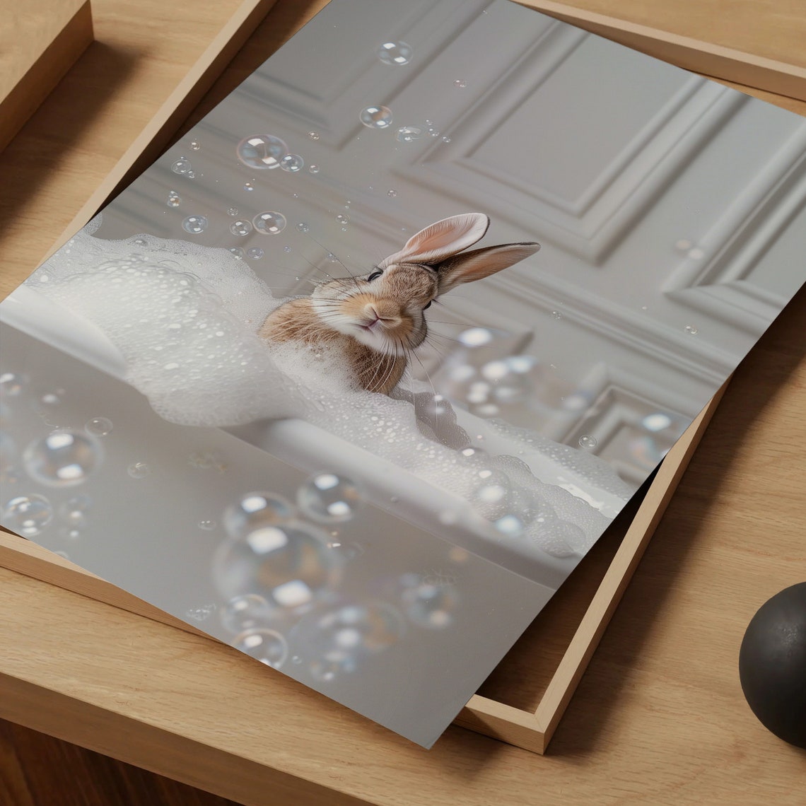 Rabbit In Bubble Bath Funny Bunny Photo Bathroom Nursery Poster - Image 5