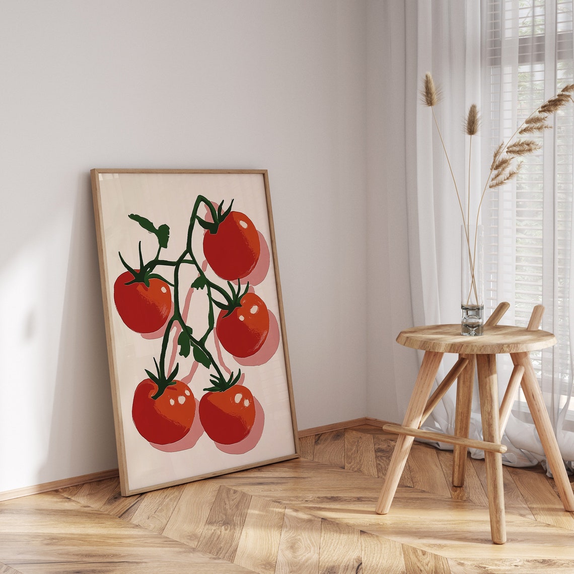 Red Tomatoes Branch Bold Kitchen Illustration Modern Art Poster - Image 3