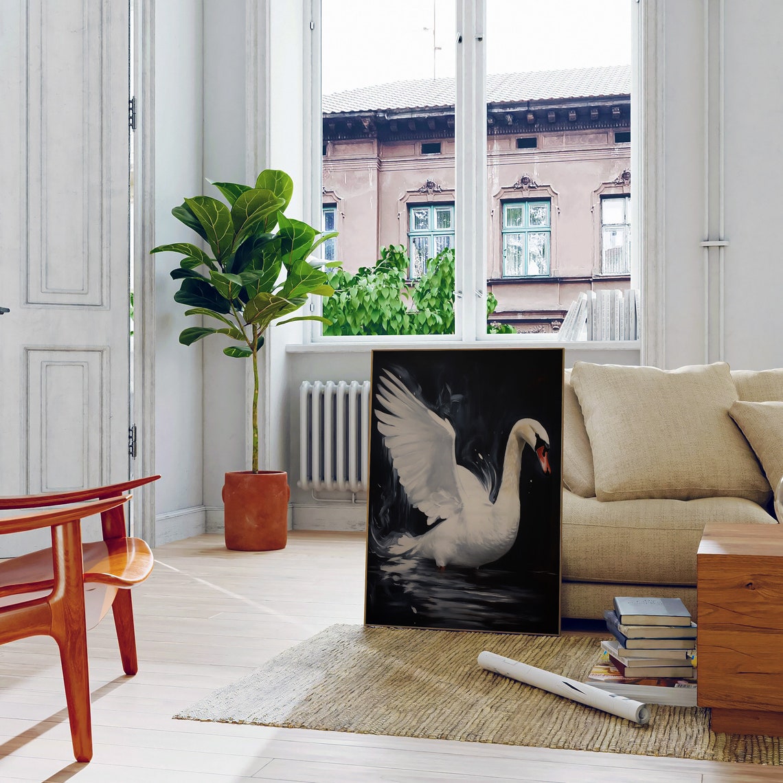 Swan Art Print Swan Painting White Swan Poster Girly Office Decor Coffee Shop Wall Art Hair Salon Decor Beauty Center Prints Swan Art - Image 4
