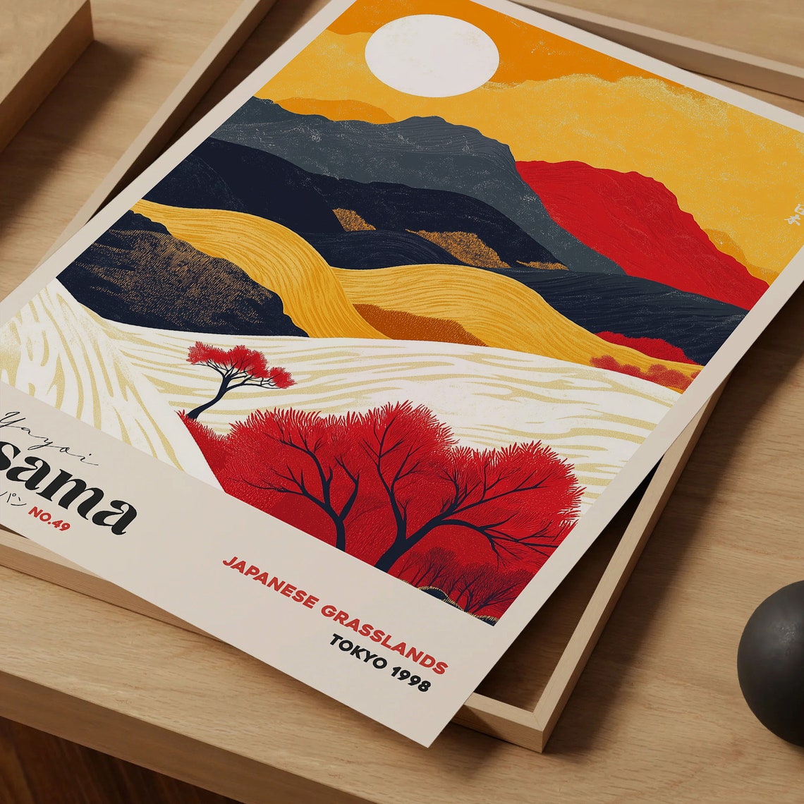 Yayoi Kusama Japanese Grasslands Red Mountain Sun Tokyo 1998 Poster - Image 5