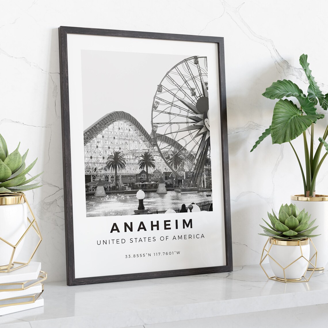 Anaheim Black and White Travel Poster, Wall Art Print - Image 4