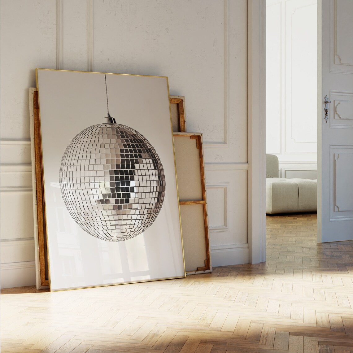 Golden Disco Ball Sunlit Ballroom Window Warm Vintage Party Poster - Image 4