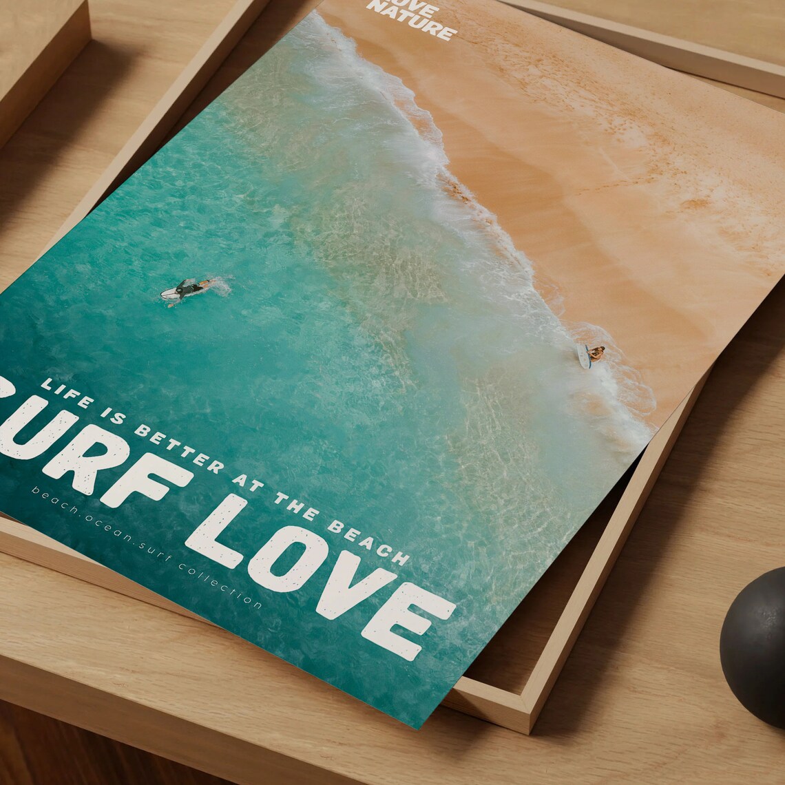 Surf Love Aerial Beach Shoreline Turquoise Water And Sand Photo Poster - Image 4