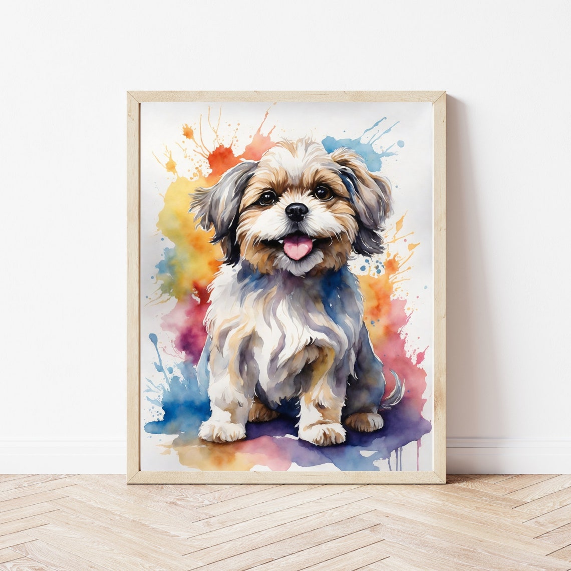 Shih Tzu Watercolor Print Pet Portrait Painting Pet Watercolour Picture Pet Watercolour Portrait Pet Print Wall Art Print Animals