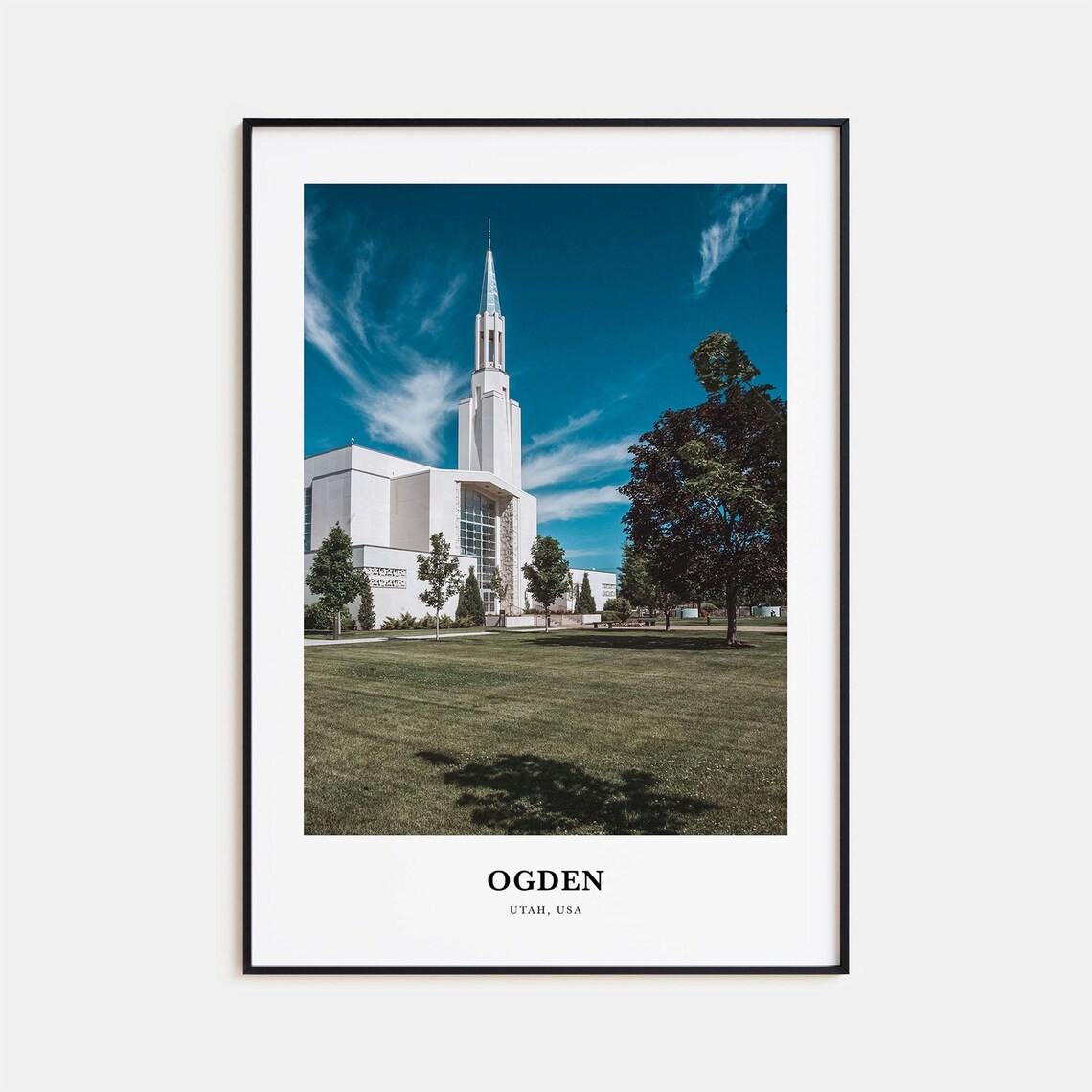 Ogden Utah USA White Temple Spire Sunny Photo Travel Wall Poster