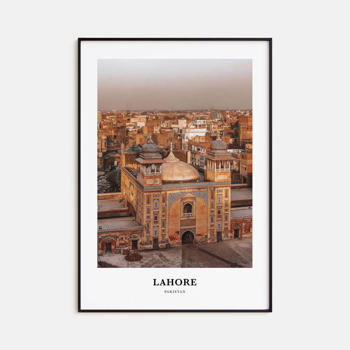 Lahore Pakistan Historic Mosque Cityscape Photography Travel Poster