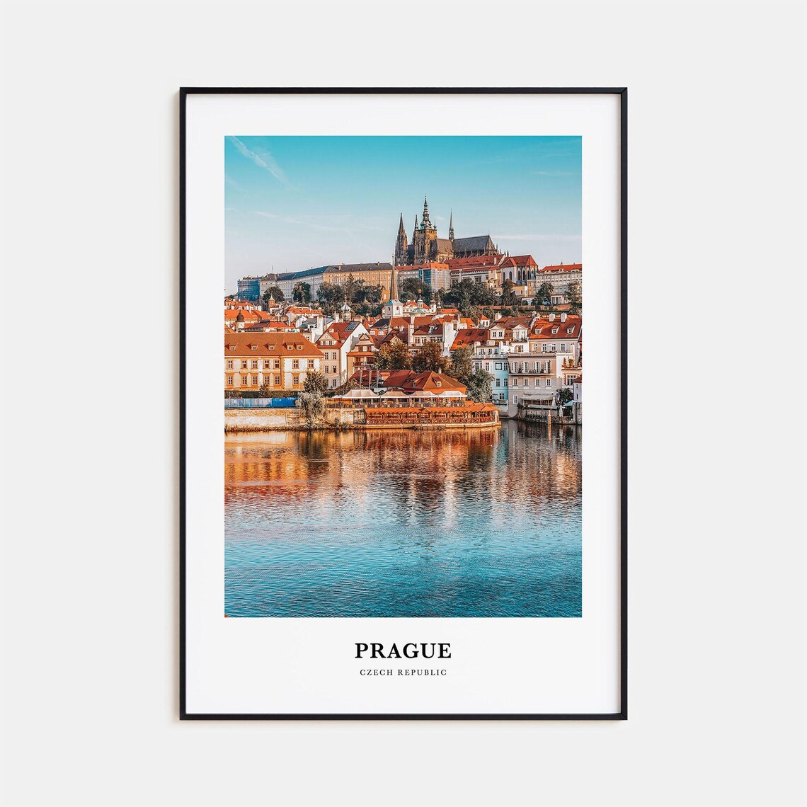 Prague Czech Republic Castle Old Town River Reflection Photo Poster