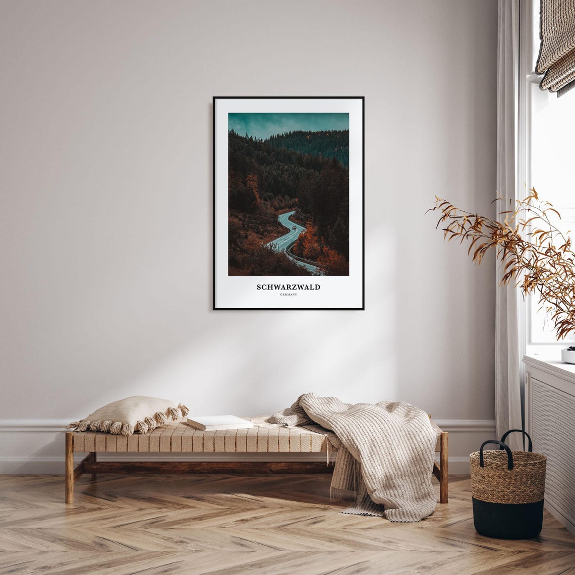 Schwarzwald Germany Winding Forest Road Moody Autumn Pines Poster - Image 3