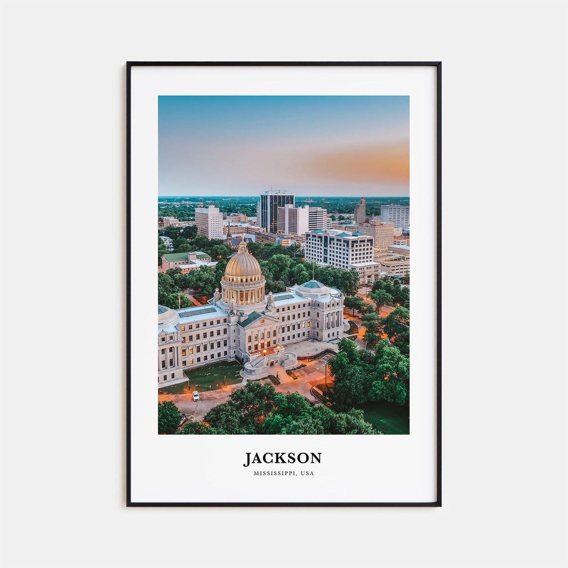 Jackson Mississippi State Capitol Building Sunset Aerial Poster