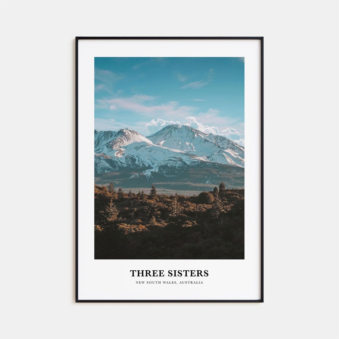 Three Sisters Australia Snowy Mountain Peaks Travel Photography Poster