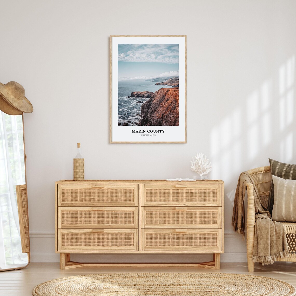 Marin County California Rocky Coast Ocean Cliffs Travel Poster - Image 2