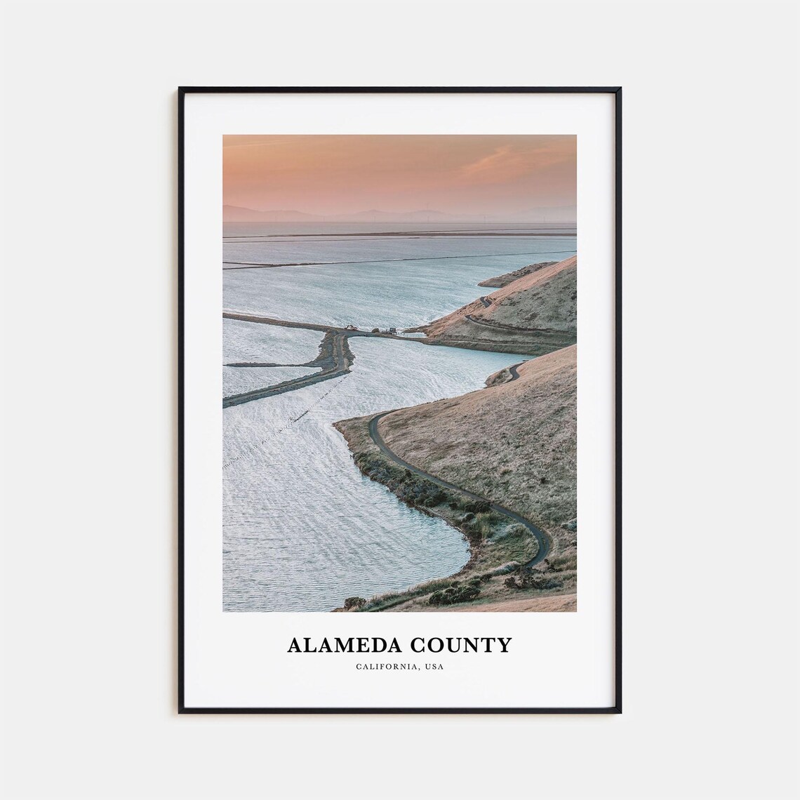 Alameda County Coastal Bay Sunset Golden Hills Photography Poster