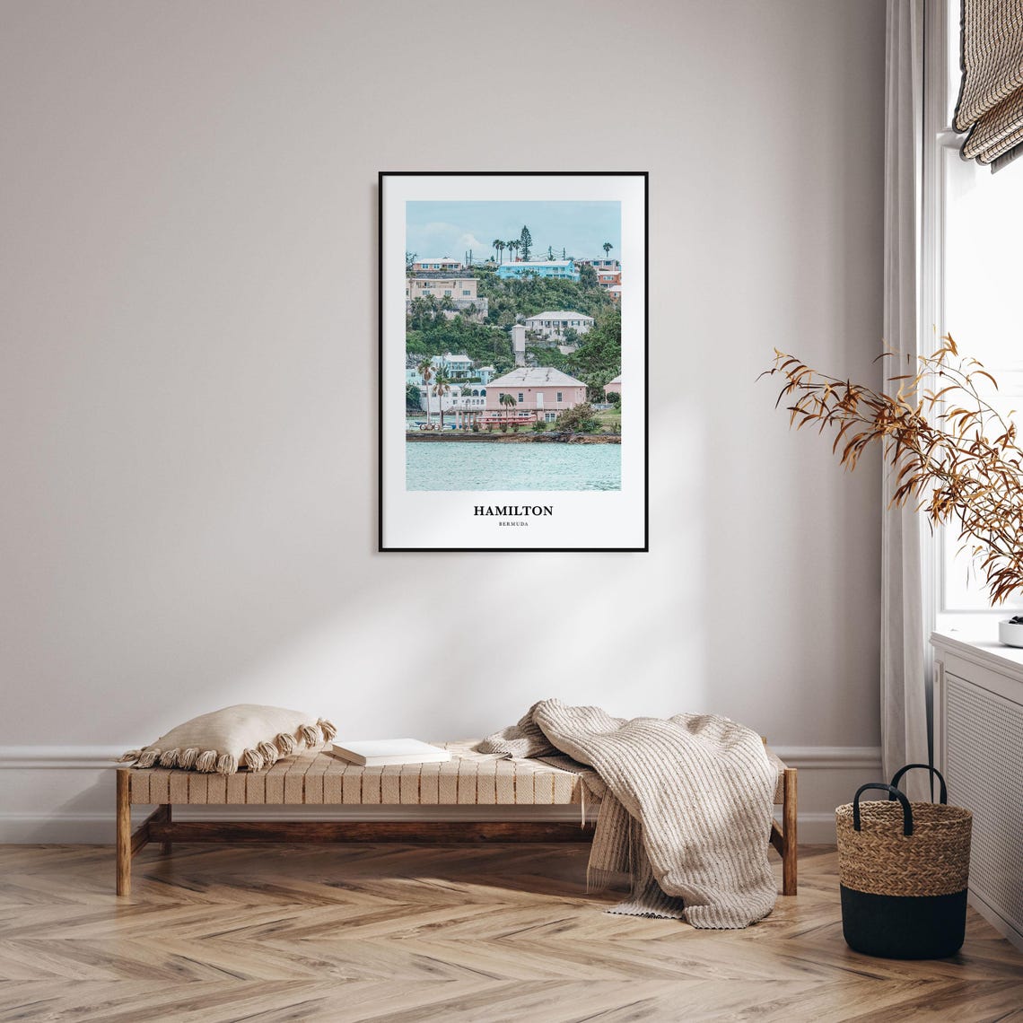 Hamilton Bermuda Pastel Hillside Houses Harbor Photo Travel Poster - Image 3