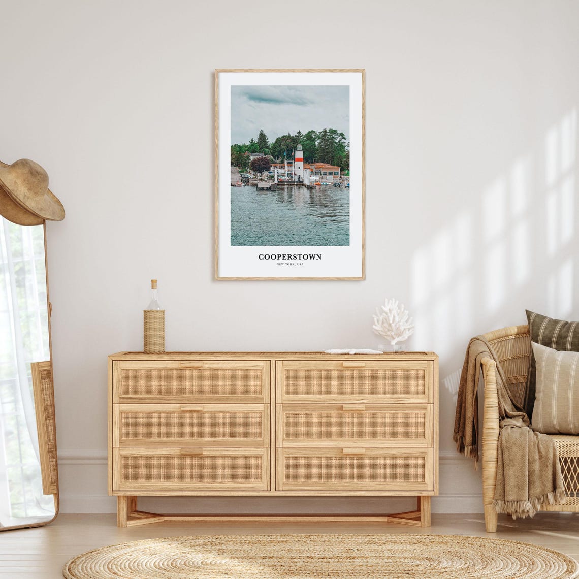 Cooperstown New York Waterfront Lighthouse and Lake View Travel Poster - Image 2