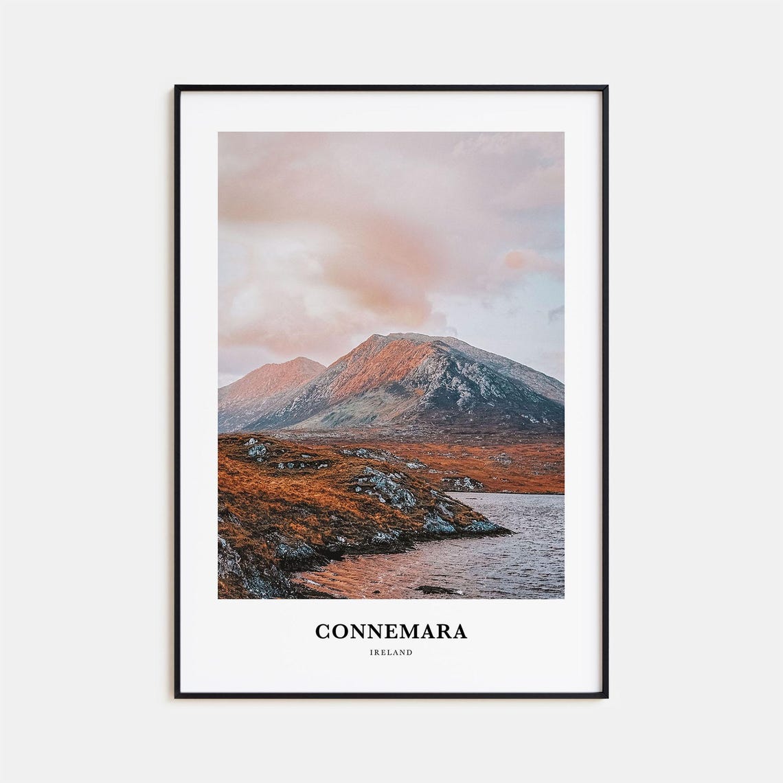 Connemara Ireland Mountain and Lake in Rustic Autumn Landscape Poster